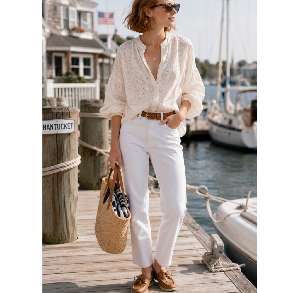 Free People Maddison Eyelet Cotton Blouse Ivory white Oversized Balloon XL - Picture 9 of 15